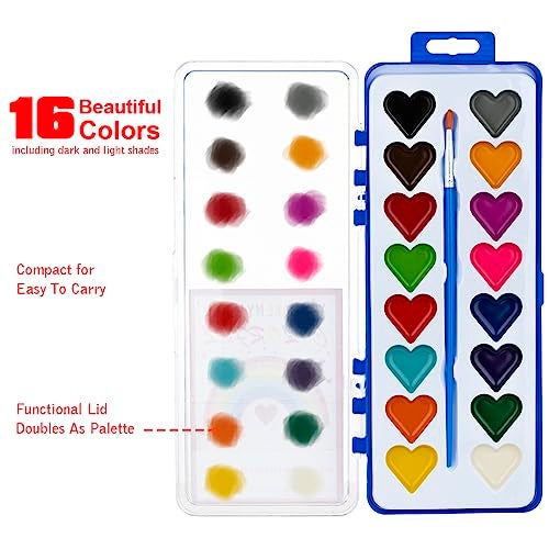 DOSEWART Valentines Day Gifts for Kids 24 Pack Watercolor Paint Set with Paintbrush for Kids Prizes Exchange Gifts Valentines Party Favors for Preschool Classroom School - Image 3