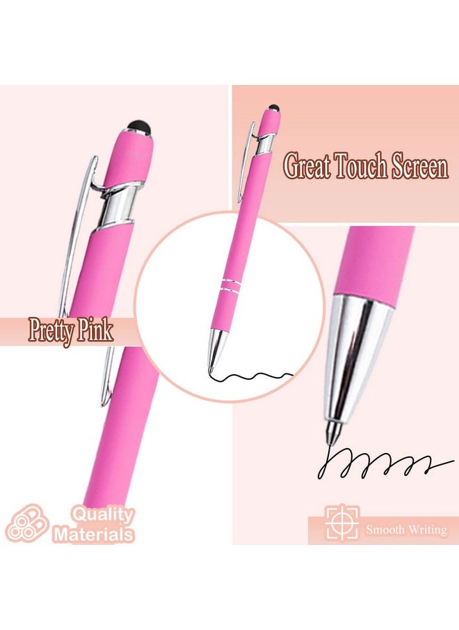 PASISIBICK - 12 Pieces Pink Ballpoint Pen With Stylus Tip, 2 In 1 Stylus Stylish Pen, Premium Metal Stylus Pen For Touch Screens, Black Ink, 1.0 Mm Medium Point(12 Pcs Pink) - Image 1