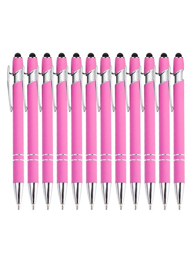 PASISIBICK - 12 Pieces Pink Ballpoint Pen With Stylus Tip, 2 In 1 Stylus Stylish Pen, Premium Metal Stylus Pen For Touch Screens, Black Ink, 1.0 Mm Medium Point(12 Pcs Pink) - Image 1