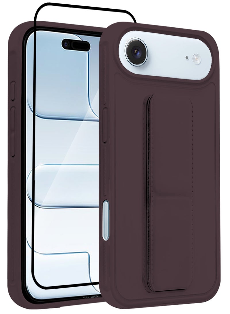 2 Packs Premium PU Leather Case for iPhone 17 Air with Stand Function Shockproof and Anti Scratch Finger Grip with 3D Screen Protector - Image 1