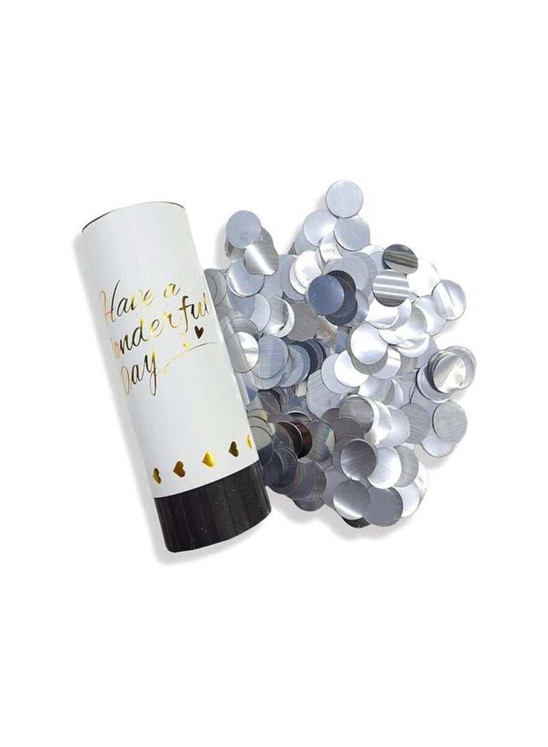 بارتي تايم وقت الحفلة 11 سم قطعتان من قصاصات الورق البيضاء ذات الدفع البوب، مدفع قصاصات الورق لعيد الميلاد لحفلات التخرج وكشف الجنس عن استحمام الطفل والذكرى السنوية لحفلات الزفاف ورأس السنة الجديدة - Image 1