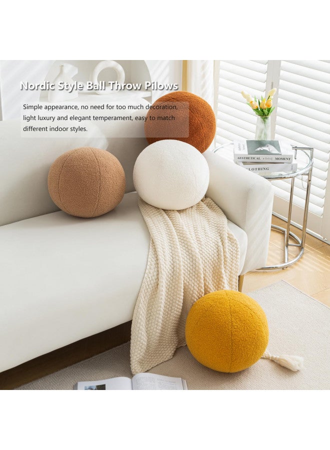 Gerlisay 11.8 inch Ball Pillow Nordic Round Throw Pillows Boucle Ball Pillow Sphere Shaped Pillow Round Decorative Pillow for Couch, Sofa, Bedroom (Khaki, 11.8 inch) - Image 2