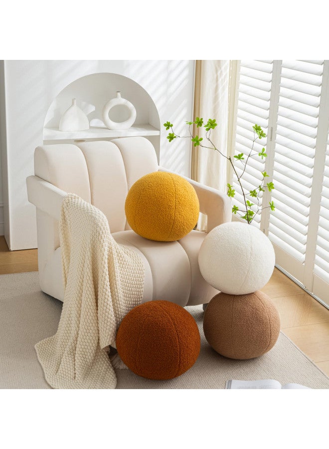 Gerlisay 11.8 inch Ball Pillow Nordic Round Throw Pillows Boucle Ball Pillow Sphere Shaped Pillow Round Decorative Pillow for Couch, Sofa, Bedroom (Khaki, 11.8 inch) - Image 3