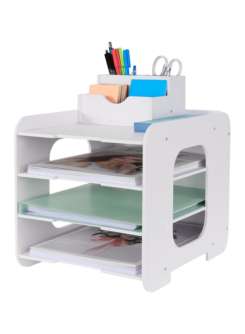 TPGP Letter Tray Paper Organizer - Desk Tidy Organizer File Document Holder A4 Paper Filing Trays for Home, Office, School (4 Tier) - Image 1