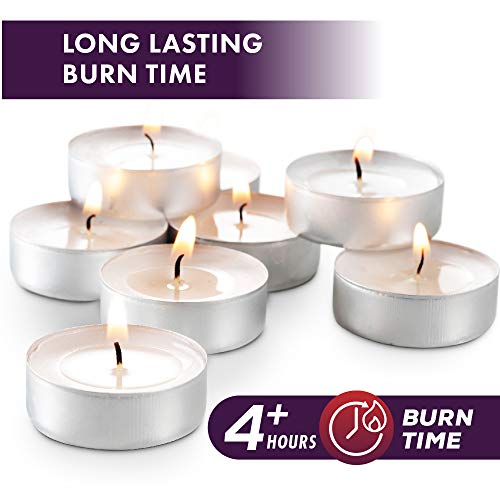 MontoPack Unscented Tea Light Candles 100 Pack | 4 hours, White, Smokeless, Dripless Small Votive Paraffin Tealights | Long-Lasting for Home, Shabbat, Weddings, Events, Emergencies | Mini Candles Bulk - Image 4