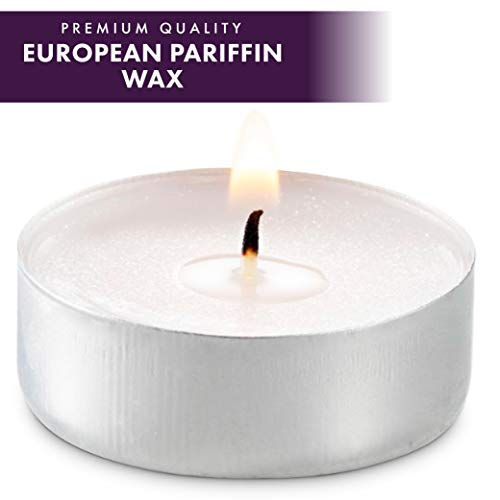 MontoPack Unscented Tea Light Candles 100 Pack | 4 hours, White, Smokeless, Dripless Small Votive Paraffin Tealights | Long-Lasting for Home, Shabbat, Weddings, Events, Emergencies | Mini Candles Bulk - Image 2