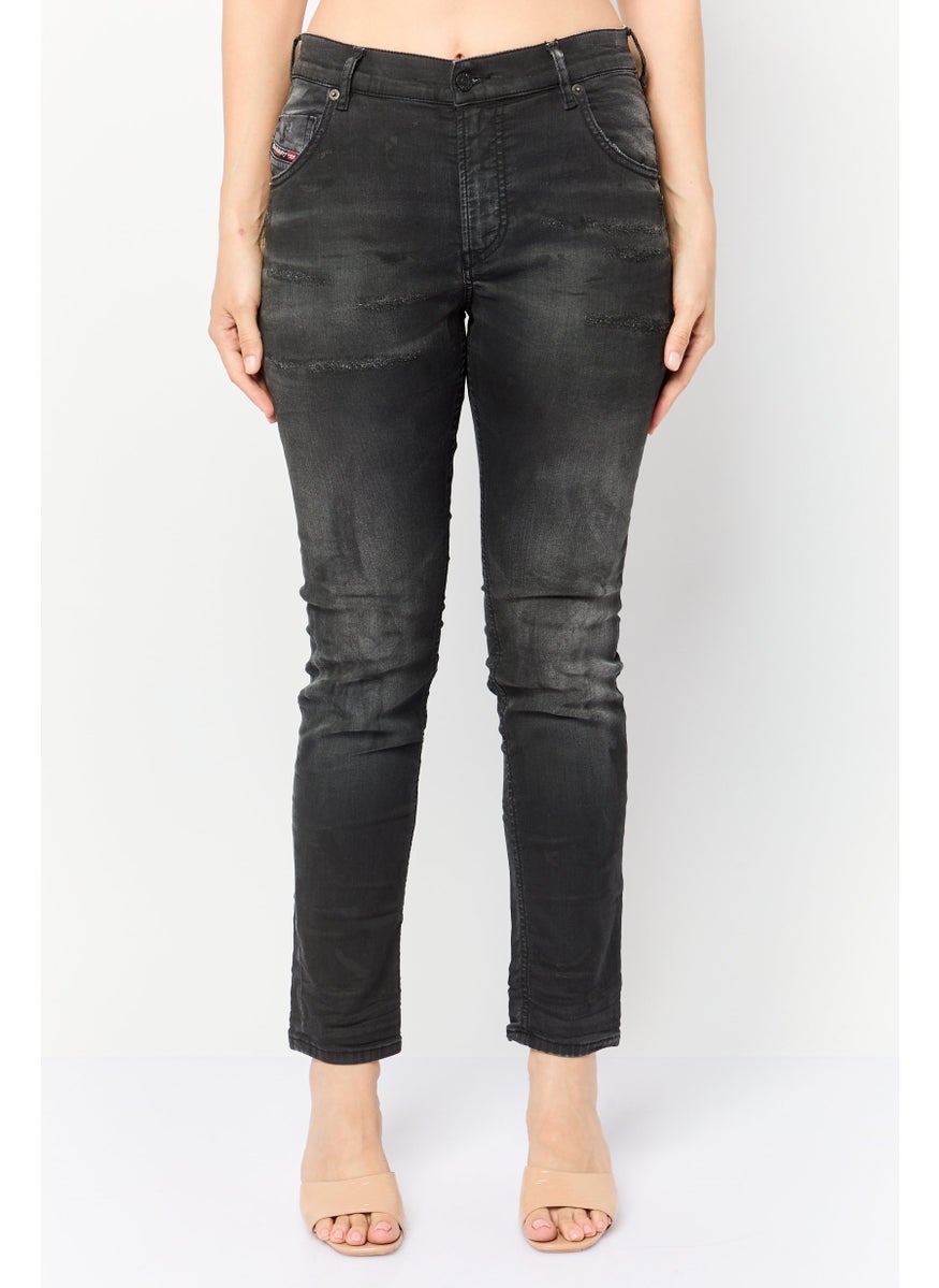 DIESEL - Women Boyfriend Fit Ripped Denim Jeans, Black - Image 1