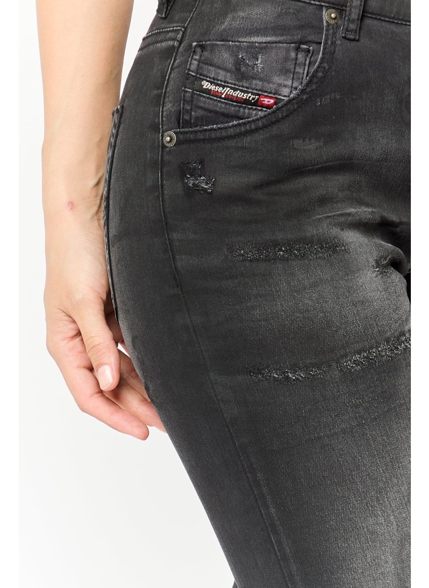DIESEL - Women Boyfriend Fit Ripped Denim Jeans, Black - Image 1
