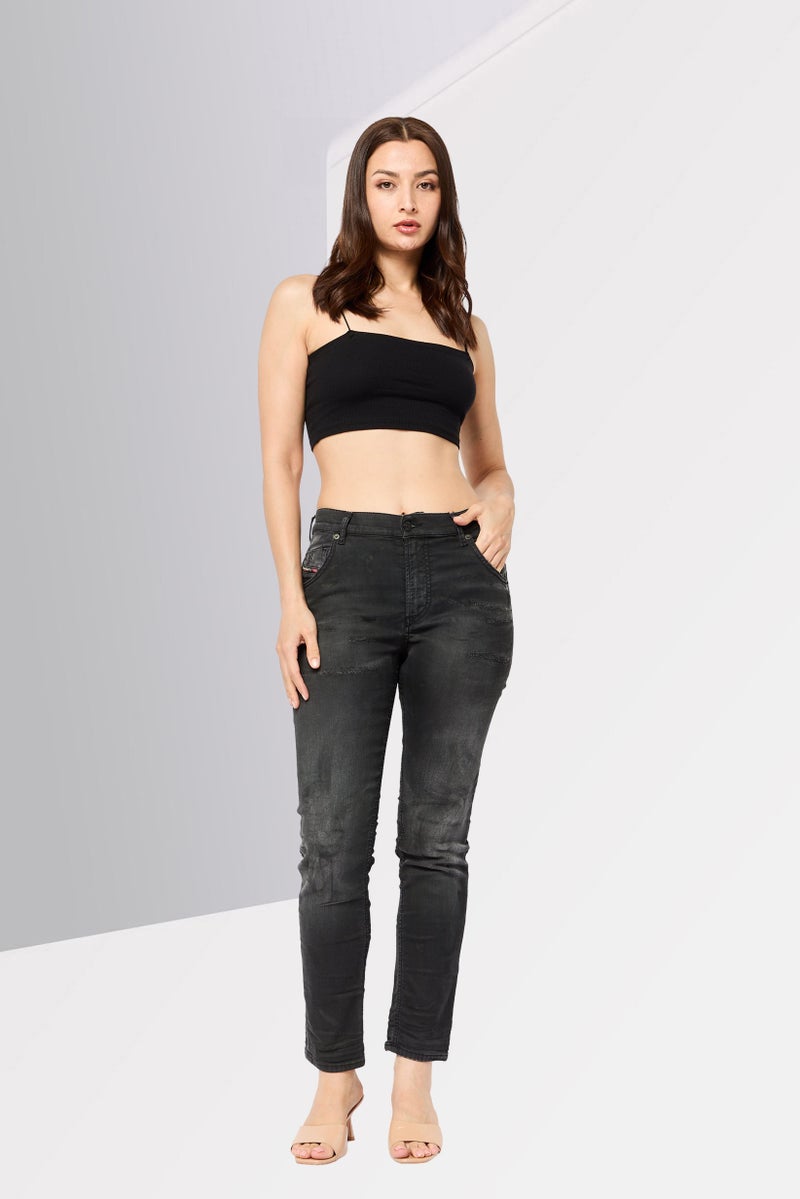 DIESEL Women Boyfriend Fit Ripped Denim Jeans, Black - Image 2