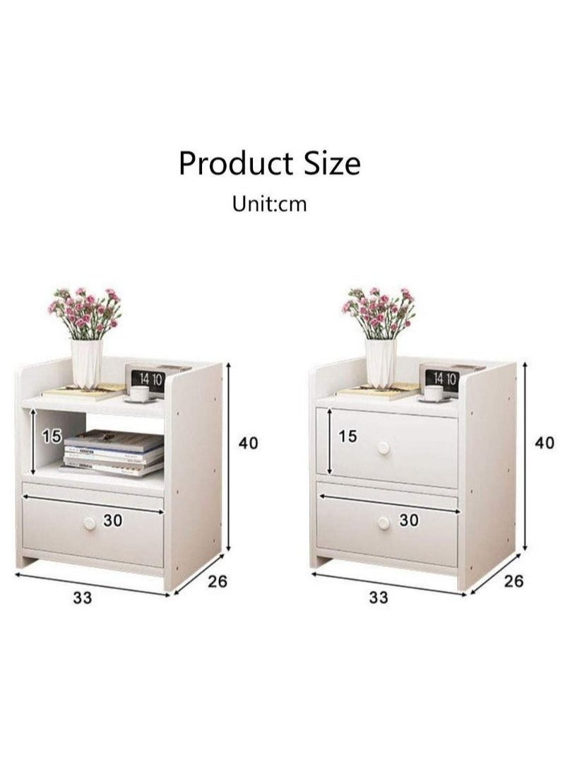 Soufa Dibaj Nightstand | Simple Bedside Table Nightstand Bedside Cabinet Side Table End Table Sofa Table with 1 Drawer Storage Unit for Bedroom Living Room Office
 40x26x33 Cm - White - Image 4