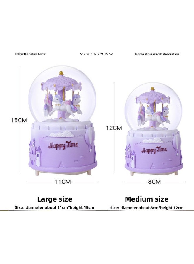 Frozen Elsa Princess Crystal Ball Ornament Music Box Music Box Children's Elsa Birthday Gift Little Girl-Color:5198A Blue Skirt LArge AutomAtic Snow Music + Lighting  - Image 4