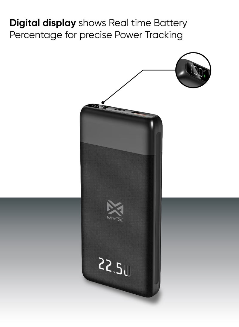 MYX PowerCore 10,000mAh Power Bank | 22.5W USB-A & 20W PD Fast Charging | Digital Display | Safety Protections (MPB541) - Image 4