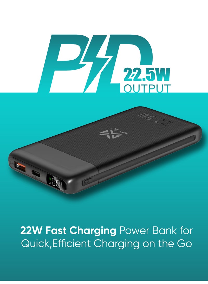 MYX PowerCore 10,000mAh Power Bank | 22.5W USB-A & 20W PD Fast Charging | Digital Display | Safety Protections (MPB541) - Image 3