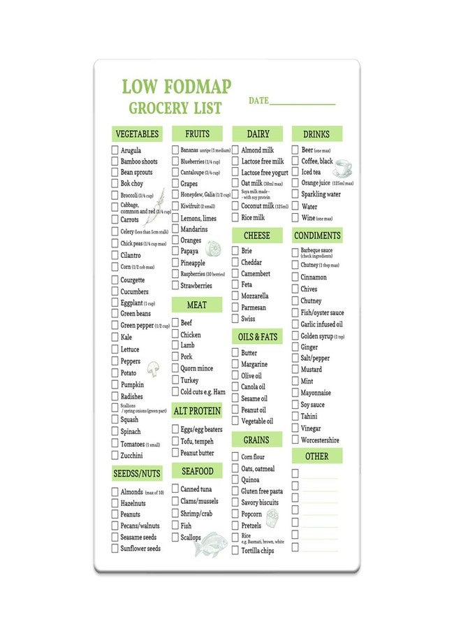 lovielf Reusable Low fodmap Grocery & Shopping List for Nutrition, Gut Health, IBS Relief, and Enhances the Elimination Diet | Double Sided Erasable material - Image 1
