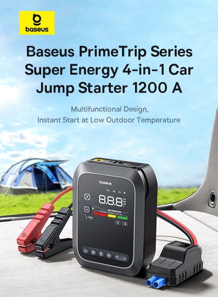 Baseus "Baseus Super Energy Series 4-in-1 Car Jump Starter 1200A (Power Bank, Air Compressor, LED Light, Charger) – Cluster Black"  - Image 3