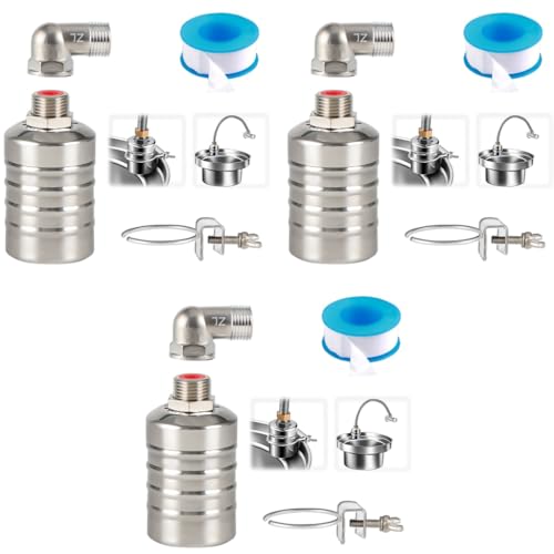 HASTHIP® 1/2 to 3/4 Inch Float Valve for Water Tank 304 Stainless Steel Fully Automatic Water Level Control Controller for Pool Livestock Troughs 3PCS - Image 1