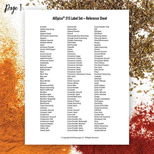 AllSpice 312 Preprinted Water Resistant Square Spice Jar Labels Set 2" - Image 3