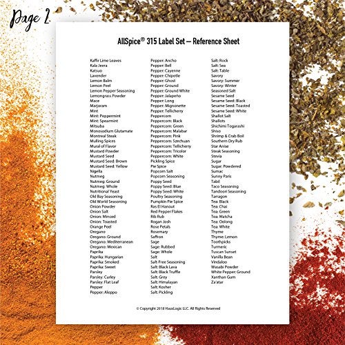 AllSpice 312 Preprinted Water Resistant Square Spice Jar Labels Set 2" - Image 4