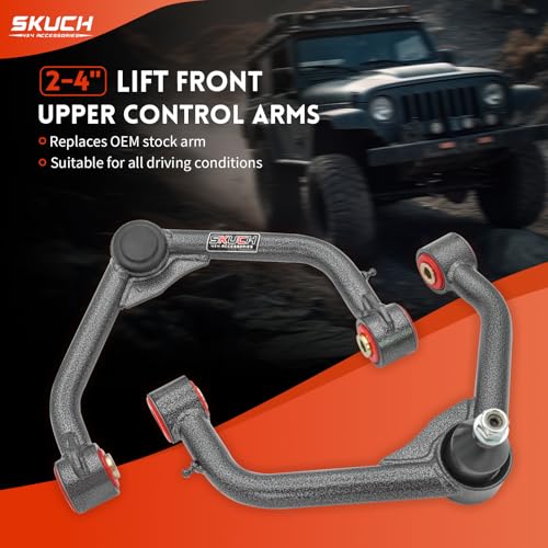 SKUCH 4X4 ACCESSORIES Front Upper Control Arms with Ball Joints for 2009-2018 Dodge Ram 1500 4WD - 2-4" Suspension Tubular Control Arms - Compatible with 2019-2024 Dodge Ram 1500 Classic 4WD (2Pcs) - Image 2