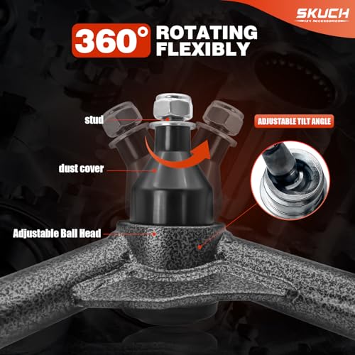 SKUCH 4X4 ACCESSORIES Front Upper Control Arms with Ball Joints for 2009-2018 Dodge Ram 1500 4WD - 2-4" Suspension Tubular Control Arms - Compatible with 2019-2024 Dodge Ram 1500 Classic 4WD (2Pcs) - Image 4