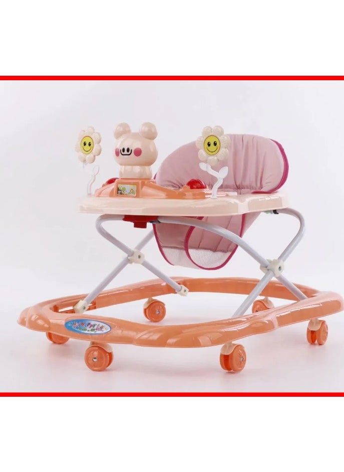 Generic - Baby Walker - Baby Walker - To Teach The Child To Walk - Easily Foldable And Adjustable In Height - To Teach Children To Walk And Strengthen Leg Muscles - Anti-Rolling And Fun Sitter Ideal For The Child With Toys And The Child Can Eat On It - Pink - Image 1