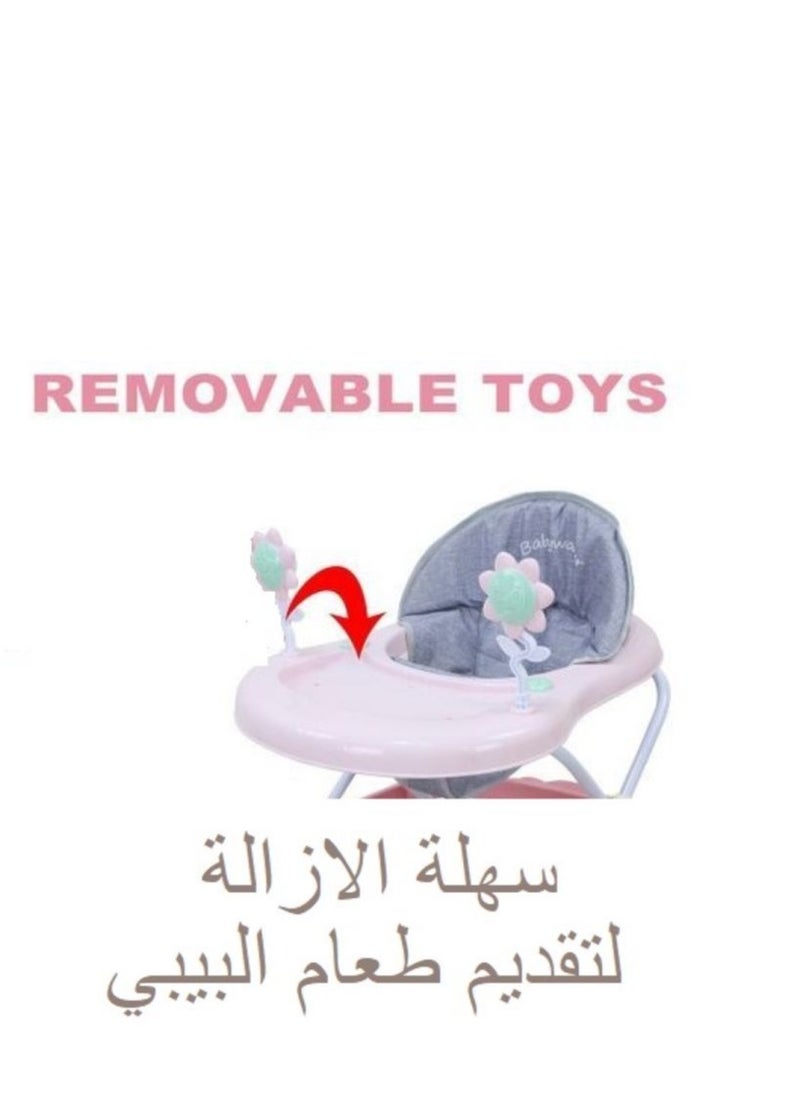 Generic - Baby Walker - Baby Walker - To Teach The Child To Walk - Easily Foldable And Adjustable In Height - To Teach Children To Walk And Strengthen Leg Muscles - Anti-Rolling And Fun Sitter Ideal For The Child With Toys And The Child Can Eat On It - Pink - Image 1