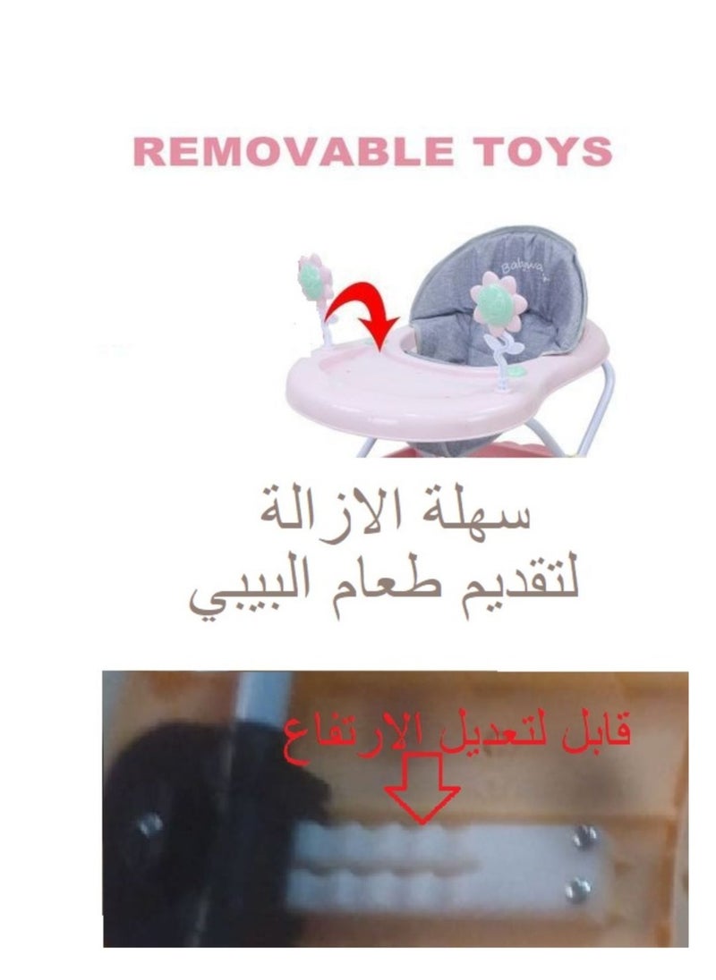 Generic - Baby Walker - Baby Walker - To Teach The Child To Walk - Easily Foldable And Adjustable In Height - To Teach Children To Walk And Strengthen Leg Muscles - Anti-Rolling And Fun Sitter Ideal For The Child With Toys And The Child Can Eat On It - Pink - Image 1