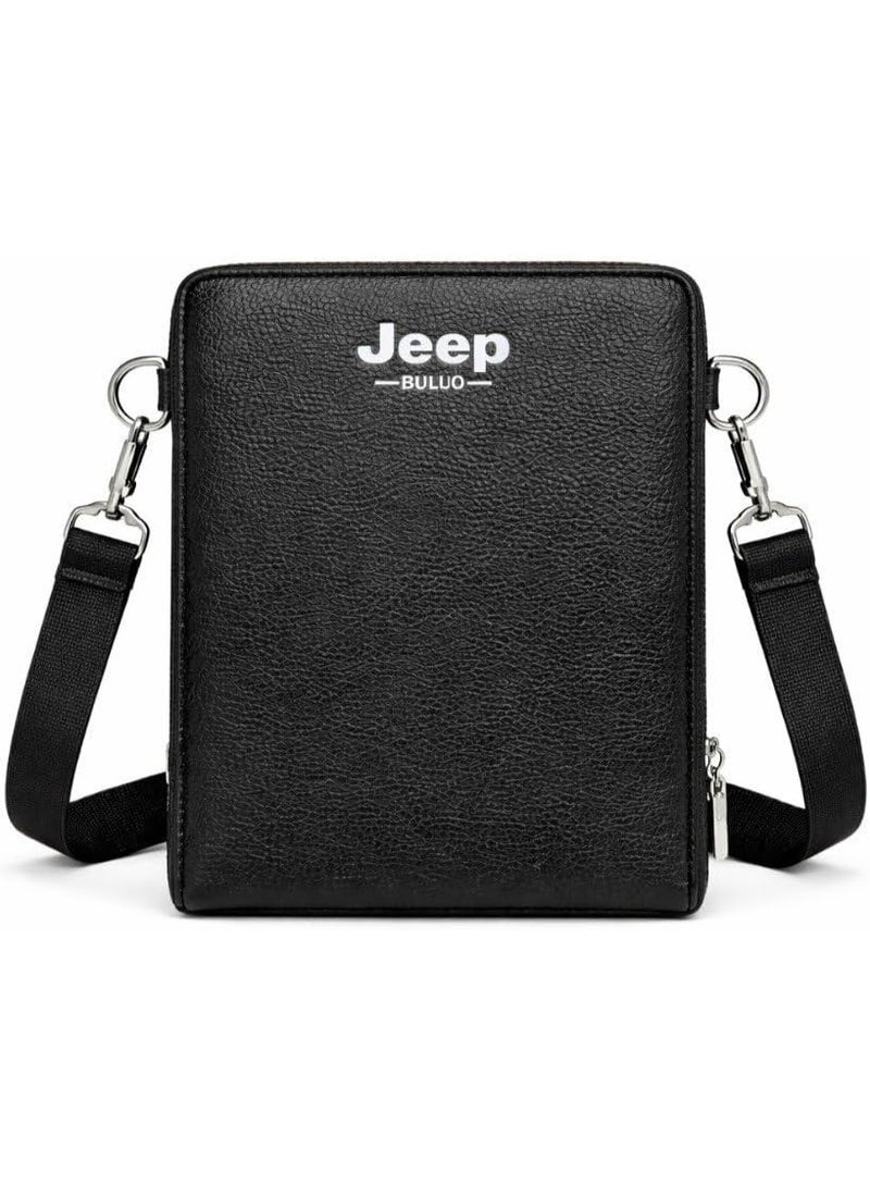 Jeep Buluo Luxury faux leather crossbody bag for men – lightweight, practical, and versatile – black - Image 1