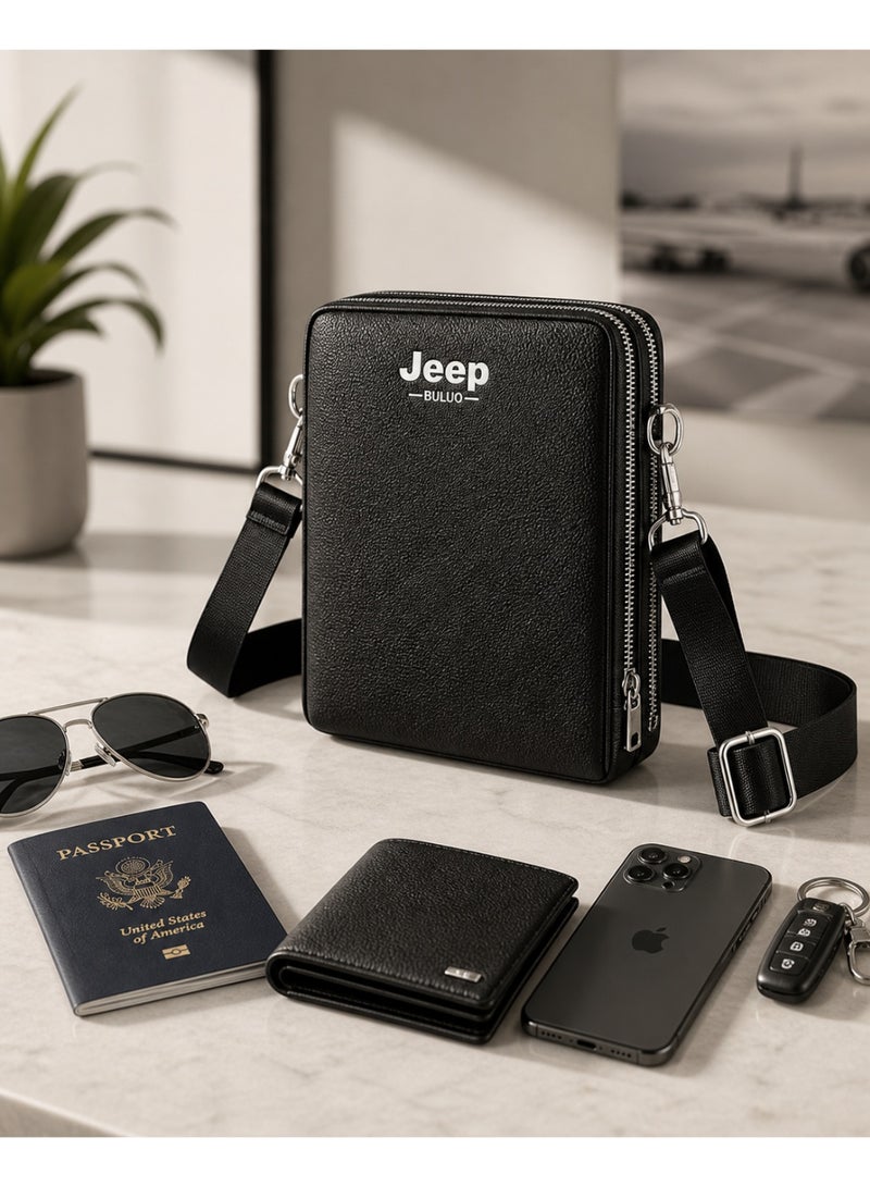 Jeep Buluo Luxury faux leather crossbody bag for men – lightweight, practical, and versatile – black - Image 5
