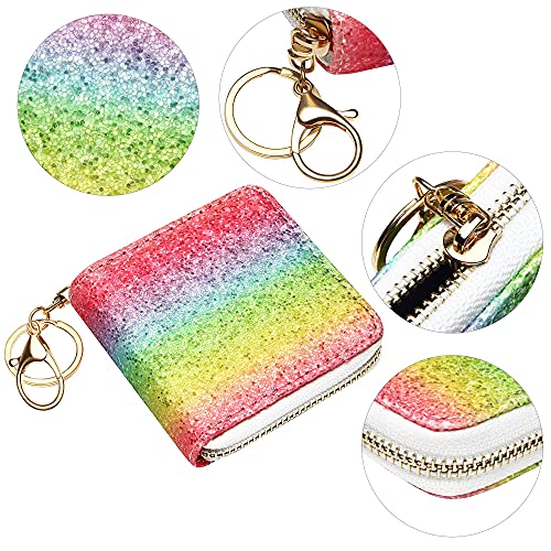 GEEAD Small Glitter Wallet for Women Girls Mini Coin Purse Pouches with Key Ring for Christmas (Colourful - A) - Image 5