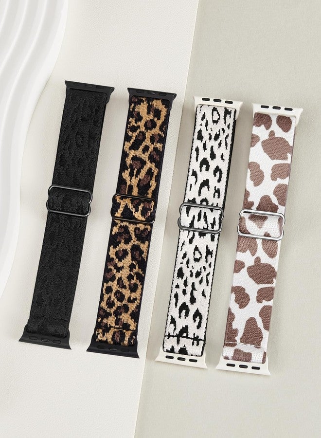 CCnutri Stretchy Solo Loop Compatible with Apple Watch Band 38mm 40mm 41mm 42mm 44mm 45mm 49mm Women Men, Leopard Soft Braided Nylon Elastic Bands Strap for iWatch Series 9 8 7 6 5 4 3 2 1 Ultra SE - Image 3