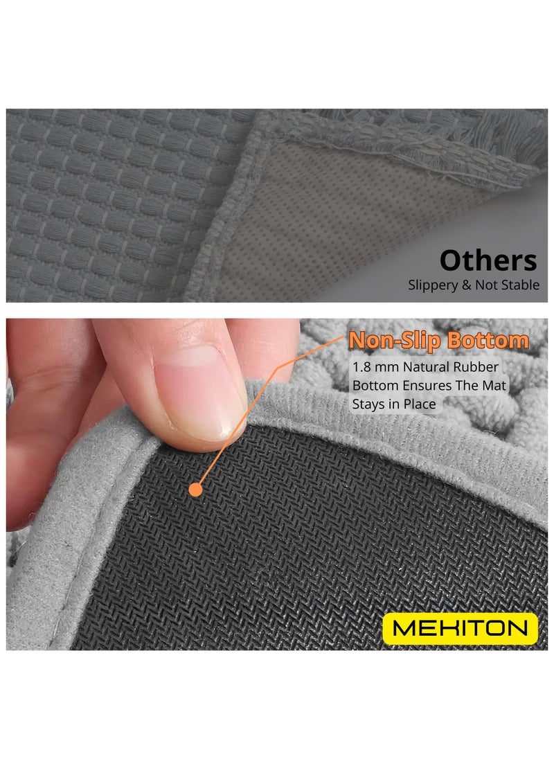MEKITON MEKITON - Premium Bathroom and Door Mat – Ultra Absorbent, Non-Slip, Quick Drying, Luxuriously Soft, Perfect for Bathrooms, Kitchens, and Entryways - 75 x 45 cms (Gray)  - Image 3