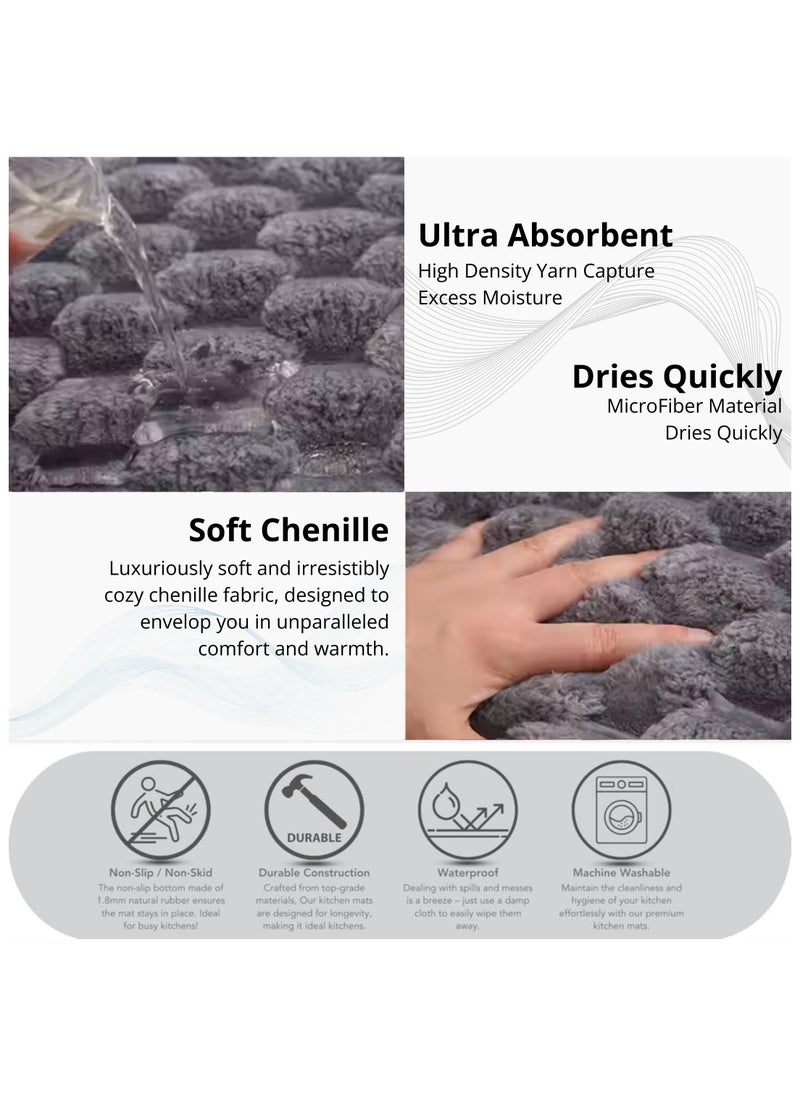 MEKITON MEKITON - Premium Bathroom and Door Mat – Ultra Absorbent, Non-Slip, Quick Drying, Luxuriously Soft, Perfect for Bathrooms, Kitchens, and Entryways - 75 x 45 cms (Gray)  - Image 4