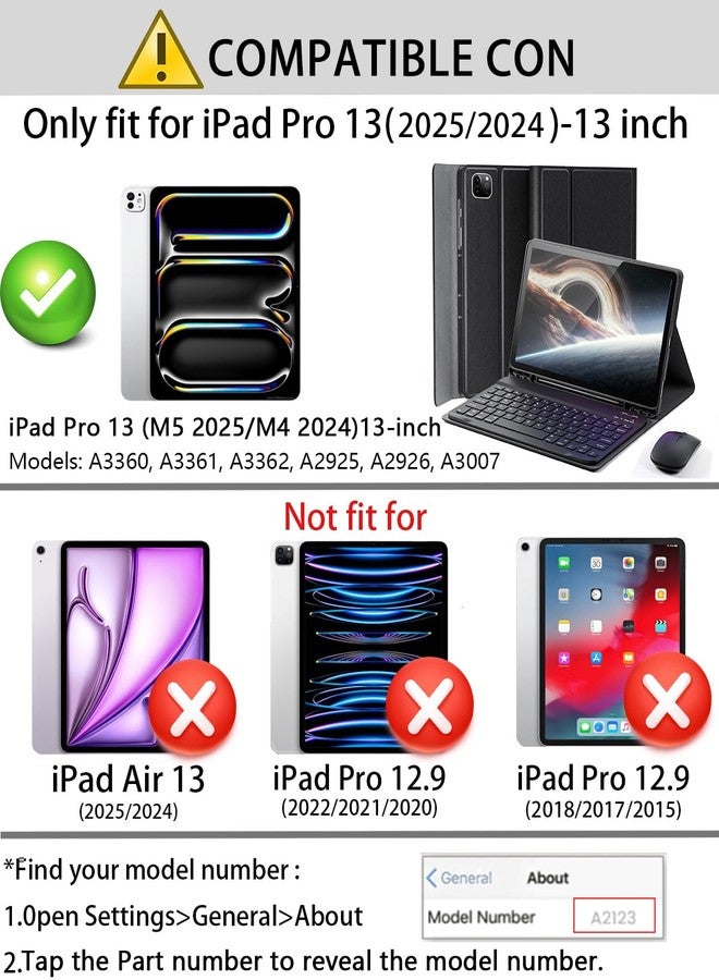 TUNKARMOR Keyboard Case for iPad Pro 13 (M4 2024) - 13 inch with Mouse and Detachable Keyboard, Slim Case with S Pen Holder, Auto Sleep/Wake-Black - Image 2
