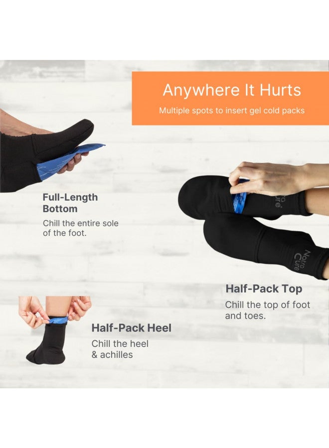 NatraCure NatraCure Cold Therapy Socks - Reusable Gel Ice Frozen Slippers for Feet, Heels, Swelling, Edema, Arch, Chemotherapy, Arthritis, Neuropathy, Plantar Fasciitis, Post Partum Foot - Size: Large - Image 5