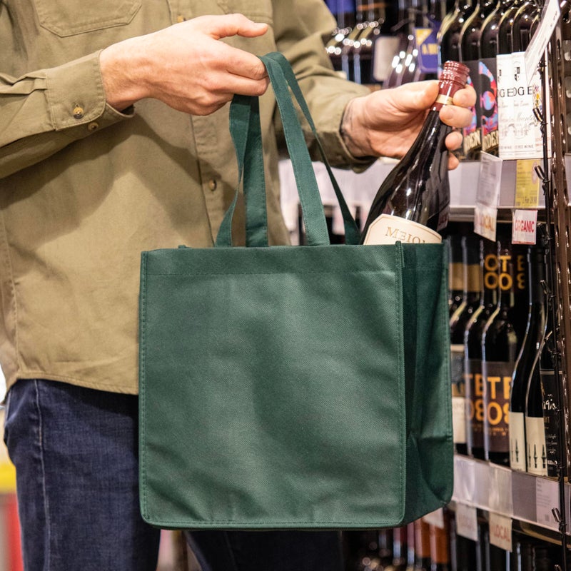 True Wine Shopping Bag 6 Bottle with Bottle Divider Insert, Bottle Carry Bag, Shopping Bag for Wine Bottles, Bottle Tote, Reusable, Green - Image 3