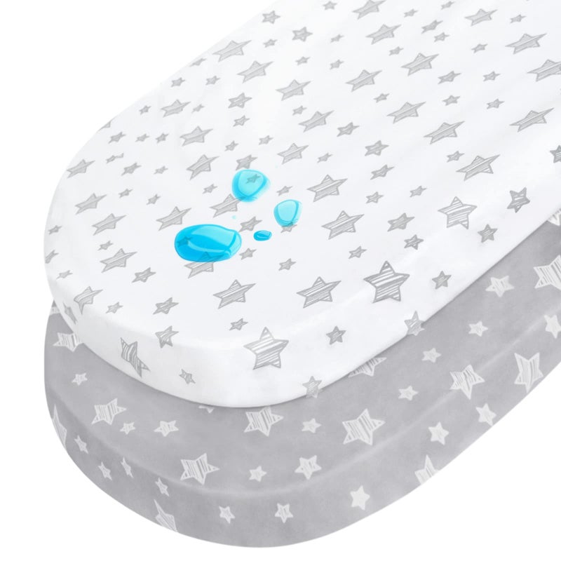 أوراق سرير قابلة للماء لحضانة الأطفال 2 عبوة متوافقة مع Dream On Me Karley Lacy Fisher Price Baby Delight Snuggle Nest حضانة 30 × 15 تناسب معظم الحضانات والمهدات