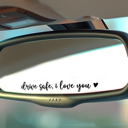 Hangwoous 3X Black Drive Safe I Love You Sticker for Car Mirror New Driver Gifts for Men Women Cars Accessories I Love You Drive Safe Mirror Sticker Car Window Decals - Image 1