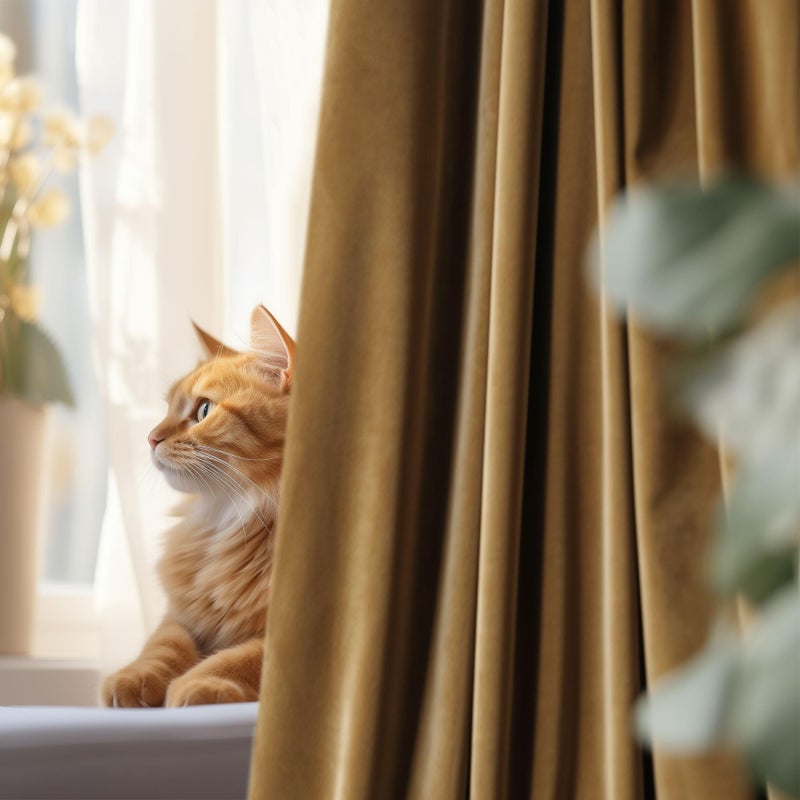 Beauoop Golden Brown Velvet Curtains 90 Inches Long 2 Panels for Bedroom Living Room Soft Luxury Room Darkening Thermal Insulated Soundproof Rod Pocket Window Treatments Drapes, 52X90 Set of 2 - Image 3