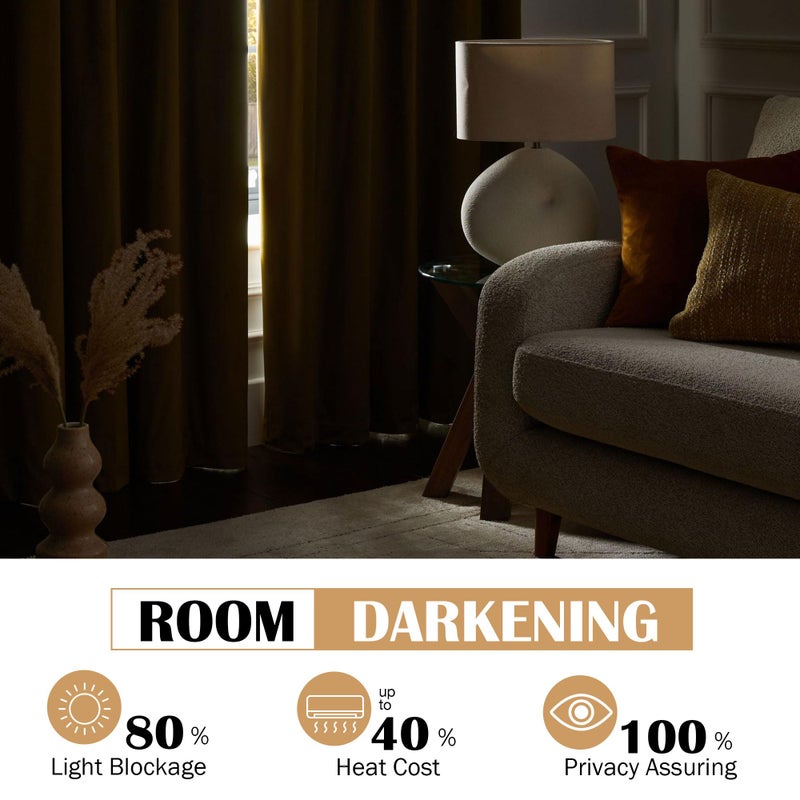 Beauoop Golden Brown Velvet Curtains 90 Inches Long 2 Panels for Bedroom Living Room Soft Luxury Room Darkening Thermal Insulated Soundproof Rod Pocket Window Treatments Drapes, 52X90 Set of 2 - Image 4