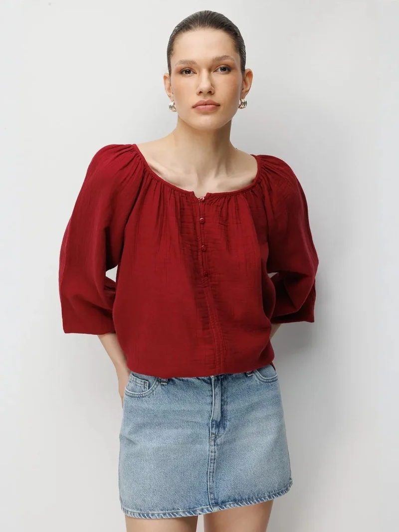 MixRay Mixray Buttoned Muslin Blouse