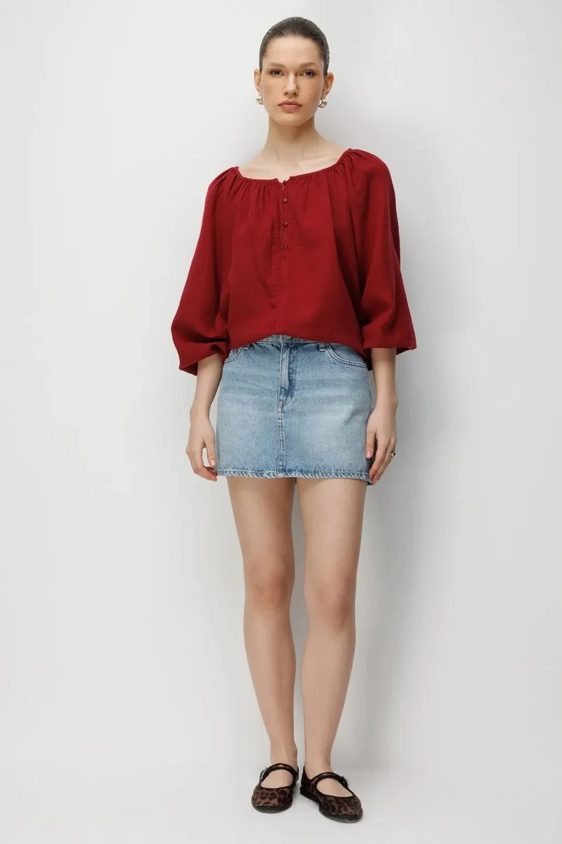 ميكسراي Mixray Buttoned Muslin Blouse