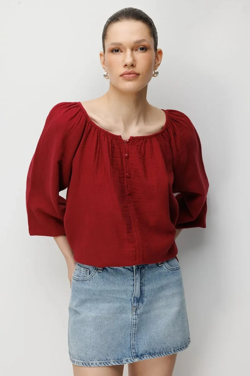 ميكسراي Mixray Buttoned Muslin Blouse