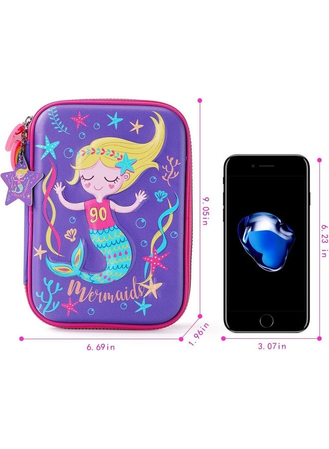Magicwand Magicwand® Large Capacity Premium Mermaid Violet Print Hardtop EVA Pencil Case【2 Yrs & Up】【Pack of 1】【Multi-Colored】 - Image 2