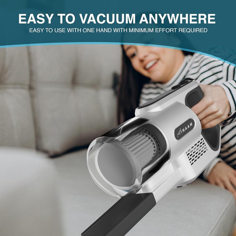 INAAM Dust Mite Cordless Vacuum Bed Sofa Cleaner UV Light Sterilisation HEPA Filtration KPA Power Suction Ideal for Bed Sofa Pillow Other Fabrics Kills Bacteria White - Image 2