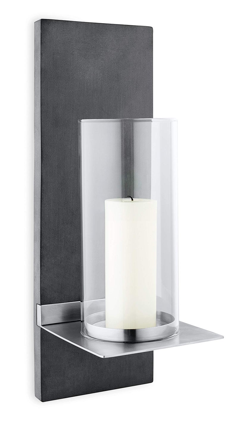 blomus Wall Holder wCandle sm Metal Grey H 38 cm W 13 cm T 15 cm