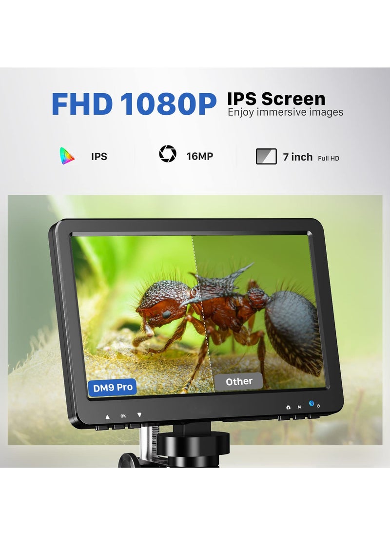 XiuWoo 7inch HDMI Digital Microscope 1200X with IPS Screen, 16MP Coin Microscope Magnifier for Entire Coin View, 1080P LCD Soldering Microscope for Adult with 8 LED Lights, PC/TV View, 32GB  - Image 3