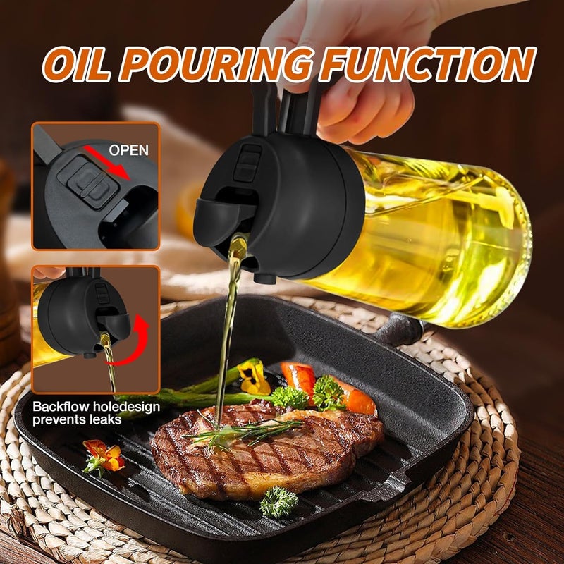 ELISCO 500ml 2 in 1 Olive Oil Sprayer and Oil Dispenser Bottle for Kitchen Glass Oil Bottle with Premium Nozzle Oil Sprayer for Air Fryer SaladBBQRoasting Multi Color Pack of 1 - Image 5