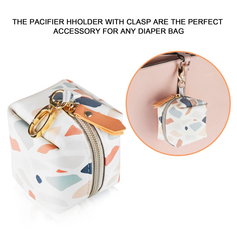 accmor Pacifier Case with Clip, Holder Pouch for Diaper Bag, Holds 2 Pacifiers, Colorful Stone - Image 2