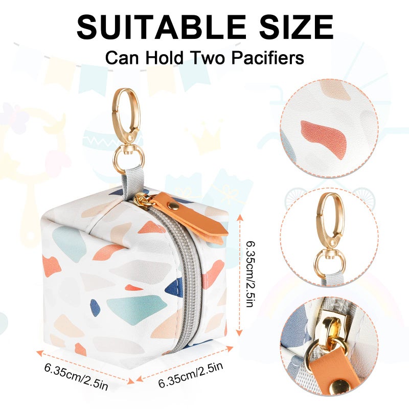 accmor Pacifier Case with Clip, Holder Pouch for Diaper Bag, Holds 2 Pacifiers, Colorful Stone - Image 3